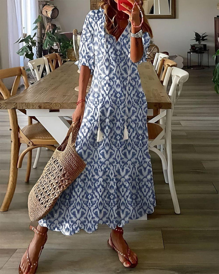 Boho Kleid Damen Bedeckend | Strandkleid Quasten Detail | Sommerkleid Luftig Feminin