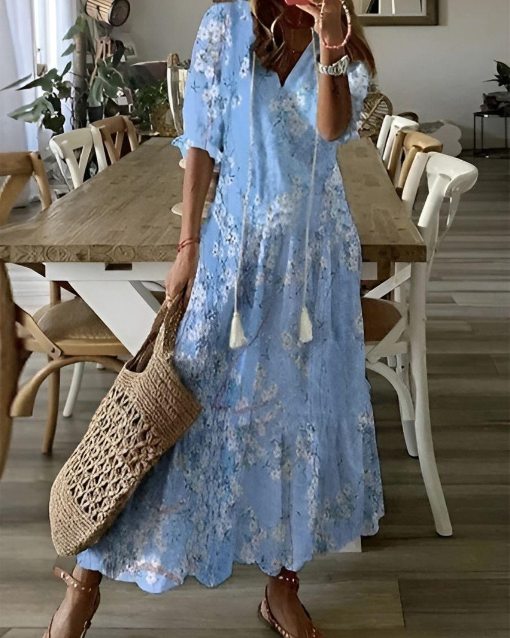 Boho Kleid Damen Bedeckend | Strandkleid Quasten Detail | Sommerkleid Luftig Feminin