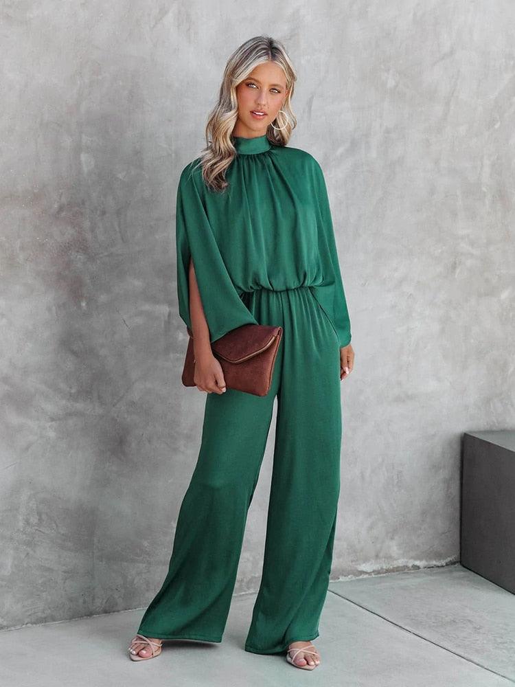 Jumpsuit Damen Weites Bein | Hochzeitsgast Overall Damen Capeärmel | Sommer Jumpsuit Damen Elegant