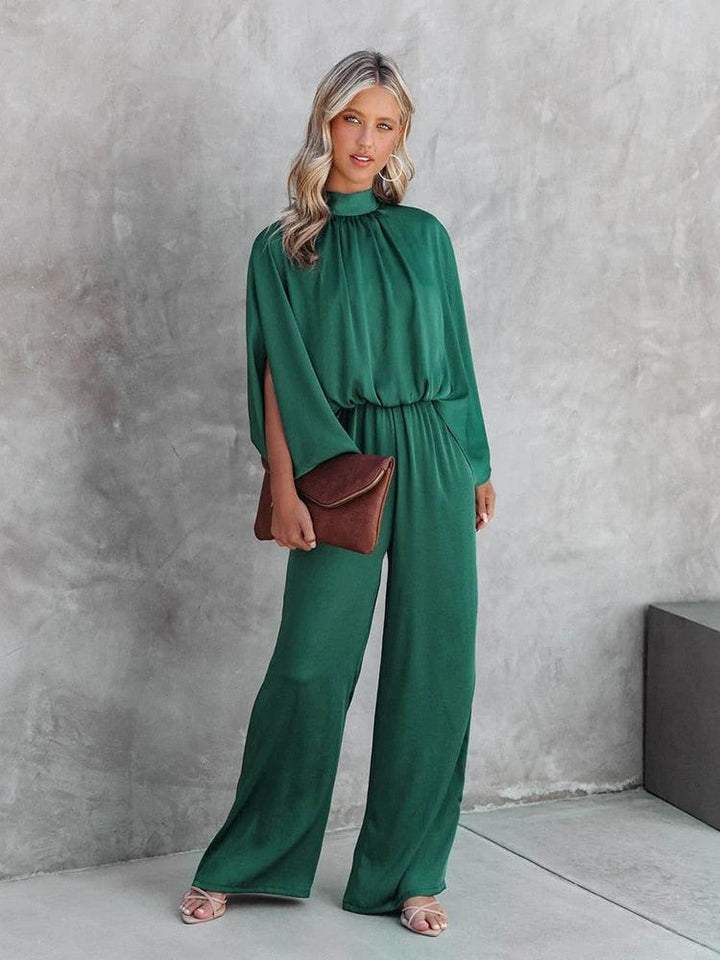 Jumpsuit Damen Weites Bein | Hochzeitsgast Overall Damen Capeärmel | Sommer Jumpsuit Damen Elegant