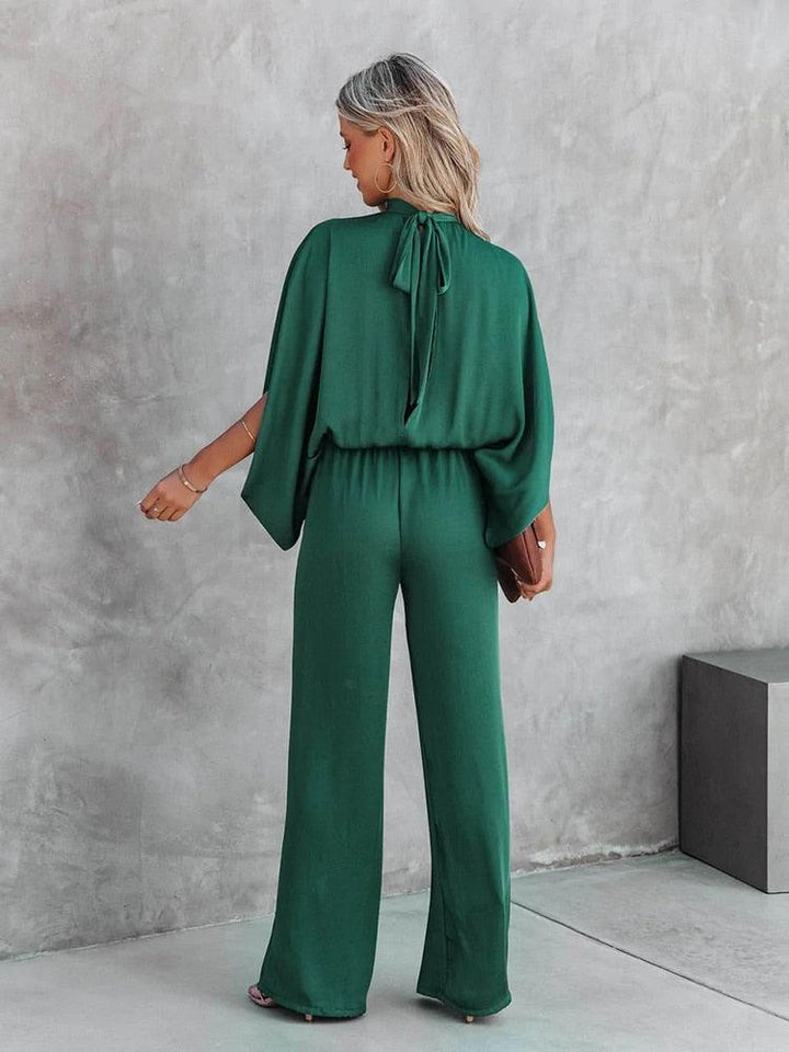 Jumpsuit Damen Weites Bein | Hochzeitsgast Overall Damen Capeärmel | Sommer Jumpsuit Damen Elegant