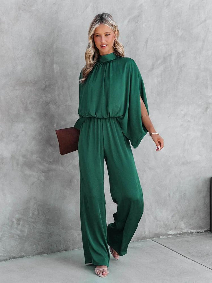 Jumpsuit Damen Weites Bein | Hochzeitsgast Overall Damen Capeärmel | Sommer Jumpsuit Damen Elegant