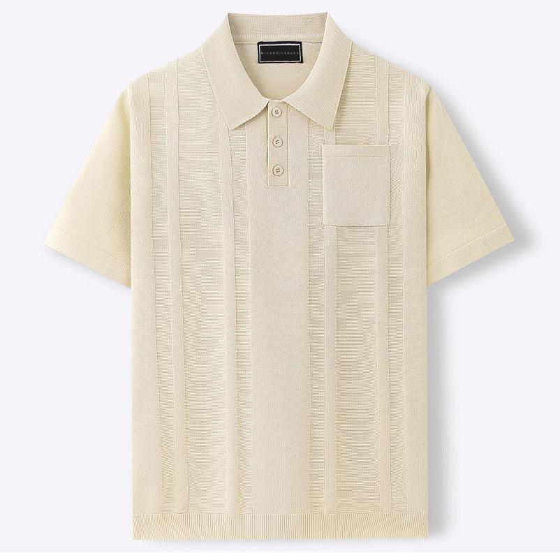 Poloshirt Herren Strukturiert | Polo Shirt Herren Slim Fit | Herren Freizeitshirt Brusttasche