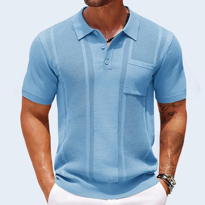 Poloshirt Herren Strukturiert | Polo Shirt Herren Slim Fit | Herren Freizeitshirt Brusttasche