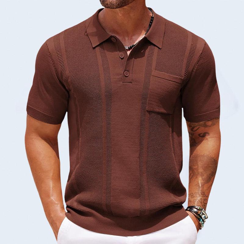 Poloshirt Herren Strukturiert | Polo Shirt Herren Slim Fit | Herren Freizeitshirt Brusttasche