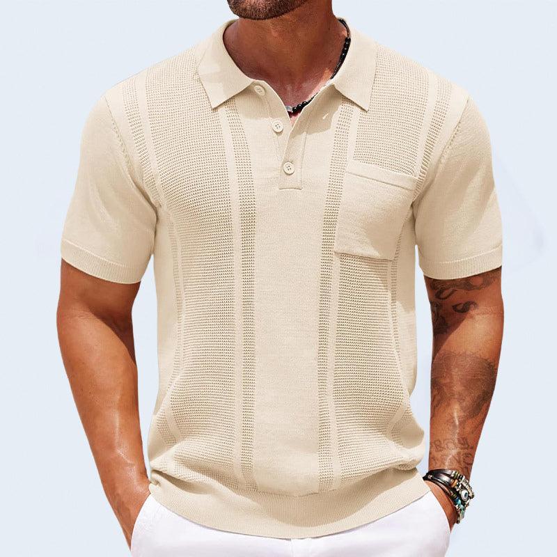 Poloshirt Herren Strukturiert | Polo Shirt Herren Slim Fit | Herren Freizeitshirt Brusttasche