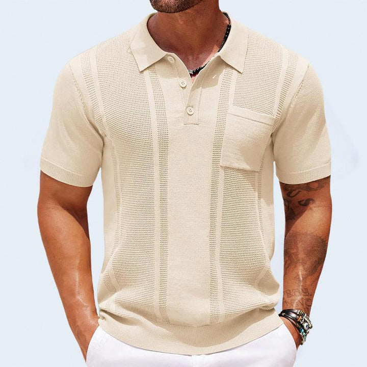 Poloshirt Herren Strukturiert | Polo Shirt Herren Slim Fit | Herren Freizeitshirt Brusttasche