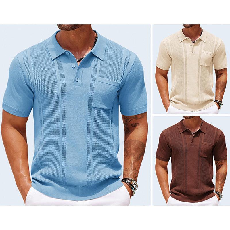 Poloshirt Herren Strukturiert | Polo Shirt Herren Slim Fit | Herren Freizeitshirt Brusttasche