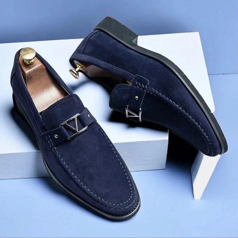 Loafer Herren Wildleder | Slip-On Schuhe mit Schnalle | Anzugschuhe Herren Elegant
