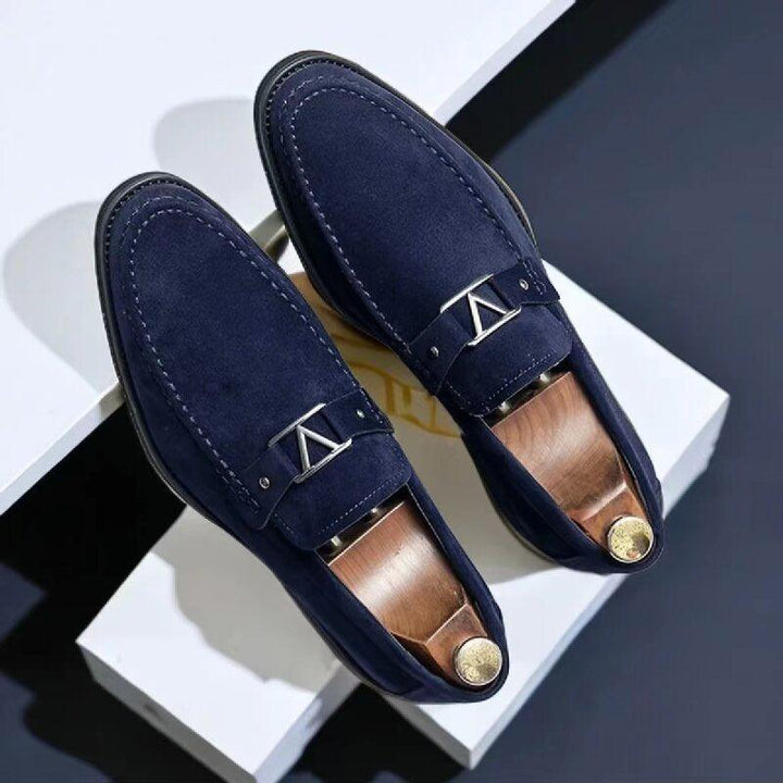 Loafer Herren Wildleder | Slip-On Schuhe mit Schnalle | Anzugschuhe Herren Elegant