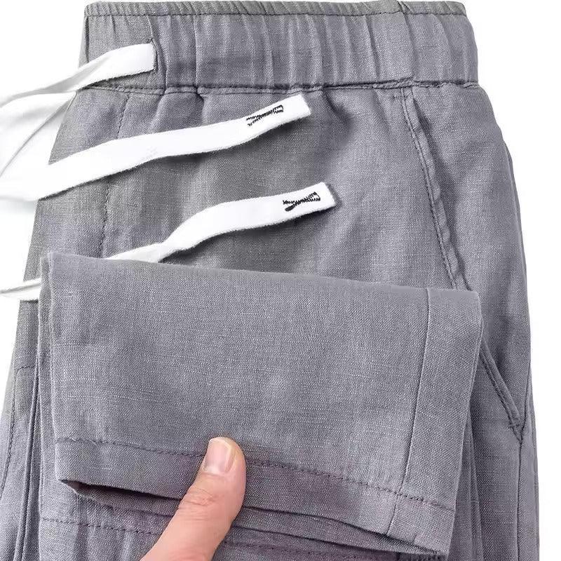 Herrenhose Sommer Elastikbund | Freizeithose Herren Leicht Gerade | Sommerhose Herren Kordelzug