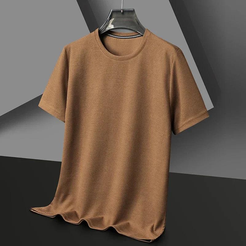 Herren T-Shirt Waffel | Rundhals Kurzarm Baumwolle | Basic Shirt Casual Sommer