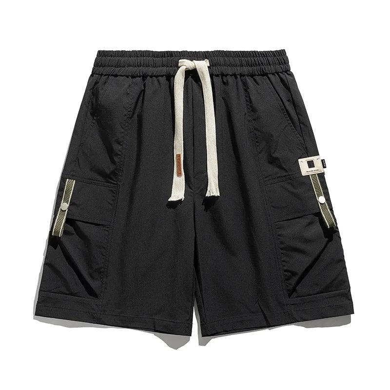 Cargo Shorts Herren Kordelzug | Männer Frühlingsshorts Locker | Utility Shorts mit Taschen