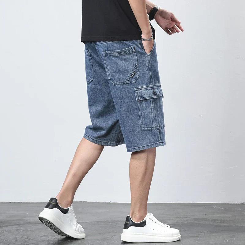 Cargo Jeans Shorts Herren | Denim Cargo Shorts Herren Klappe | Bermuda Jeans Shorts Herren