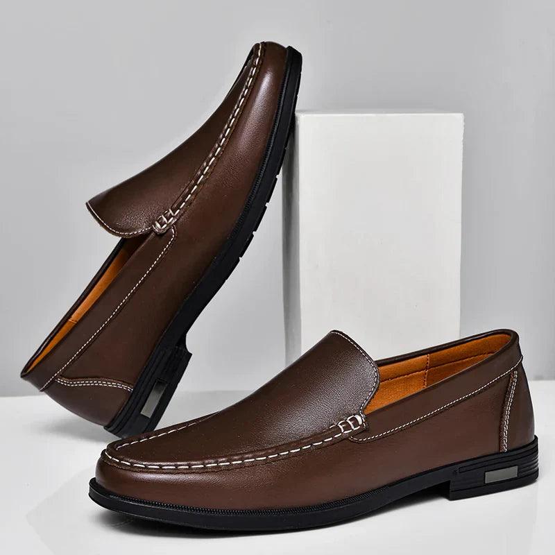 Slipper Herren Leder Mokassin | Loafer Herren Business Elegant | Herren Slipper Slip-On Komfort