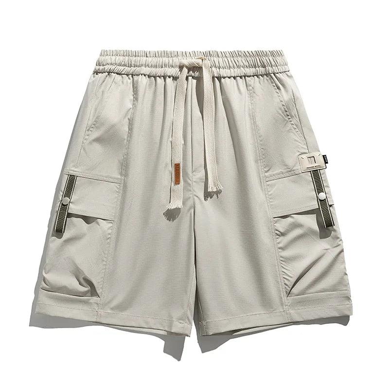 Cargo Shorts Herren Kordelzug | Männer Frühlingsshorts Locker | Utility Shorts mit Taschen