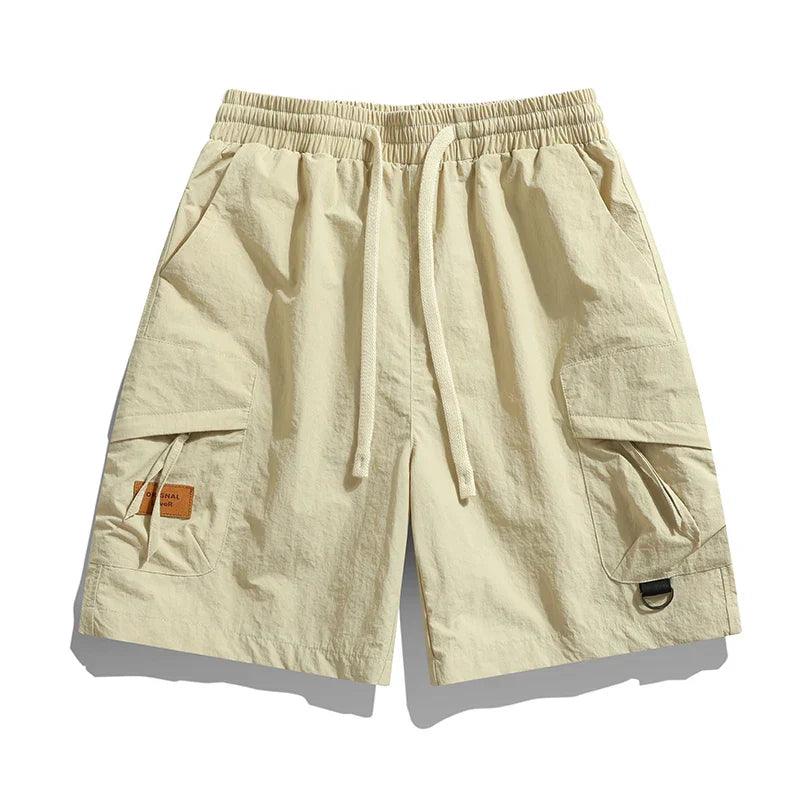 Herren Cargo Shorts | Elastischer Bund Kordelzug Taschen | Sommershorts Casual Praktisch