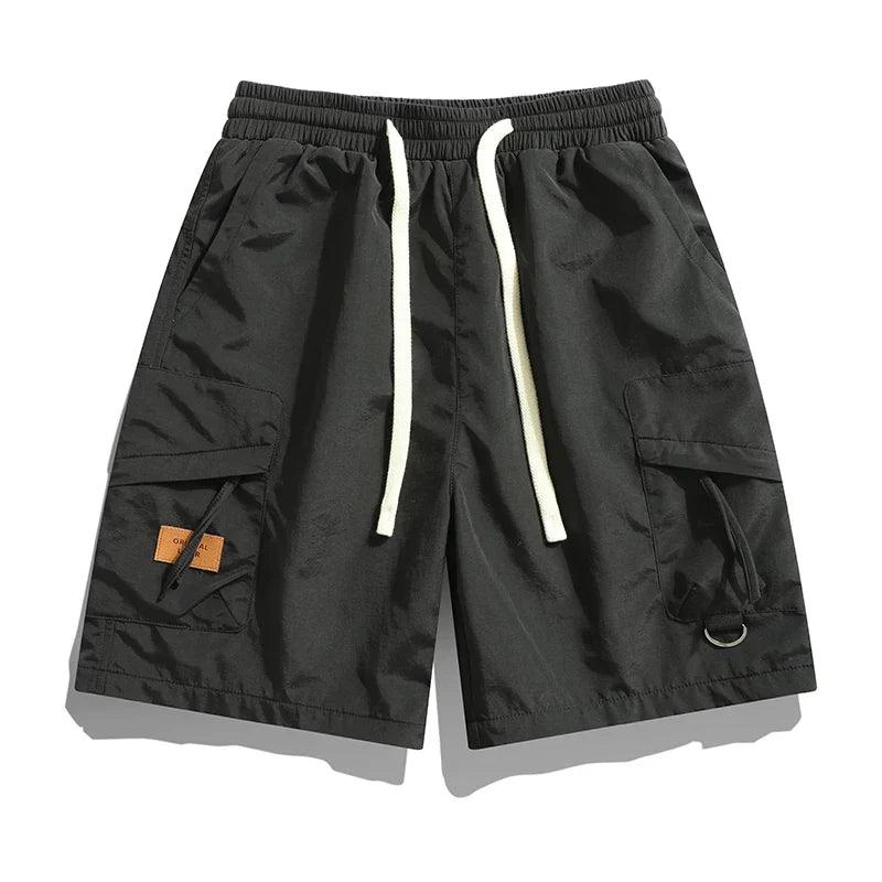 Herren Cargo Shorts | Elastischer Bund Kordelzug Taschen | Sommershorts Casual Praktisch