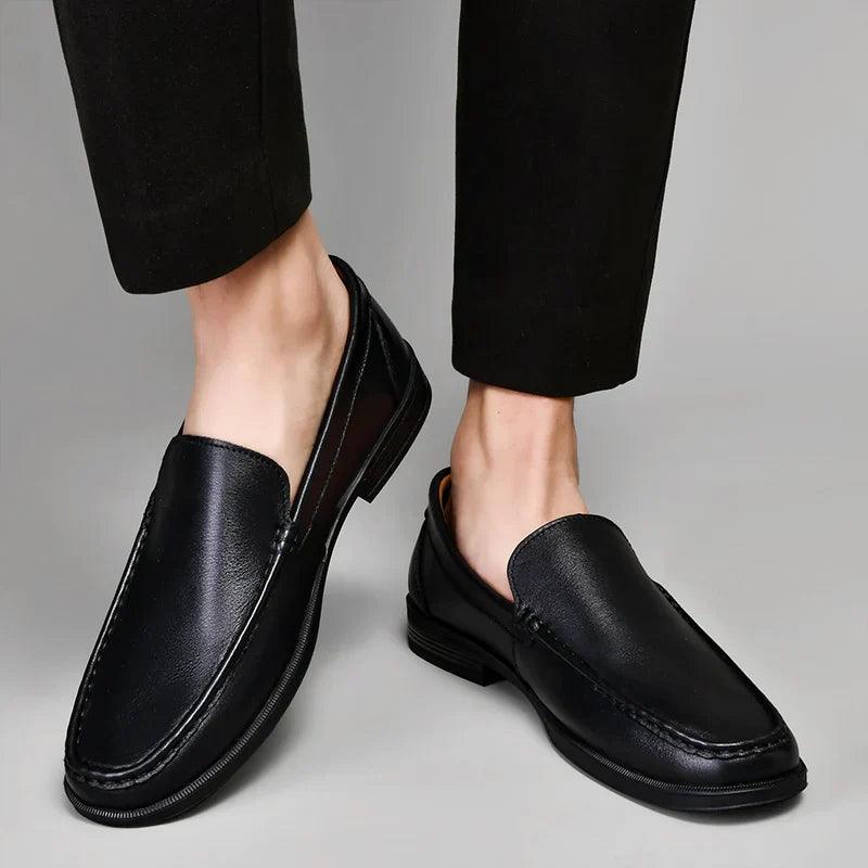 Slipper Herren Leder Mokassin | Loafer Herren Business Elegant | Herren Slipper Slip-On Komfort