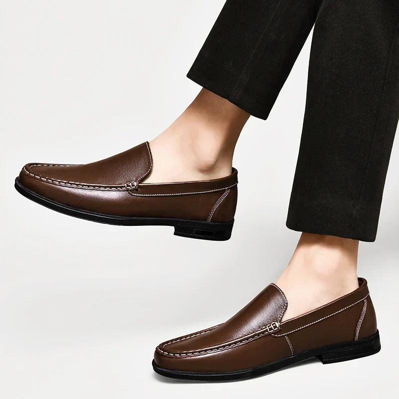Slipper Herren Leder Mokassin | Loafer Herren Business Elegant | Herren Slipper Slip-On Komfort