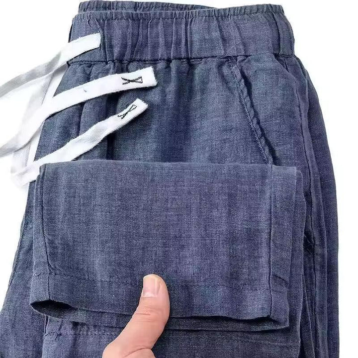 Herrenhose Sommer Elastikbund | Freizeithose Herren Leicht Gerade | Sommerhose Herren Kordelzug