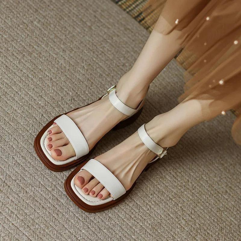 Sandalen Damen Flach | Riemchen Sandalen Damen Offene Zehen | Sommerschuhe Damen Bequem Schwarz