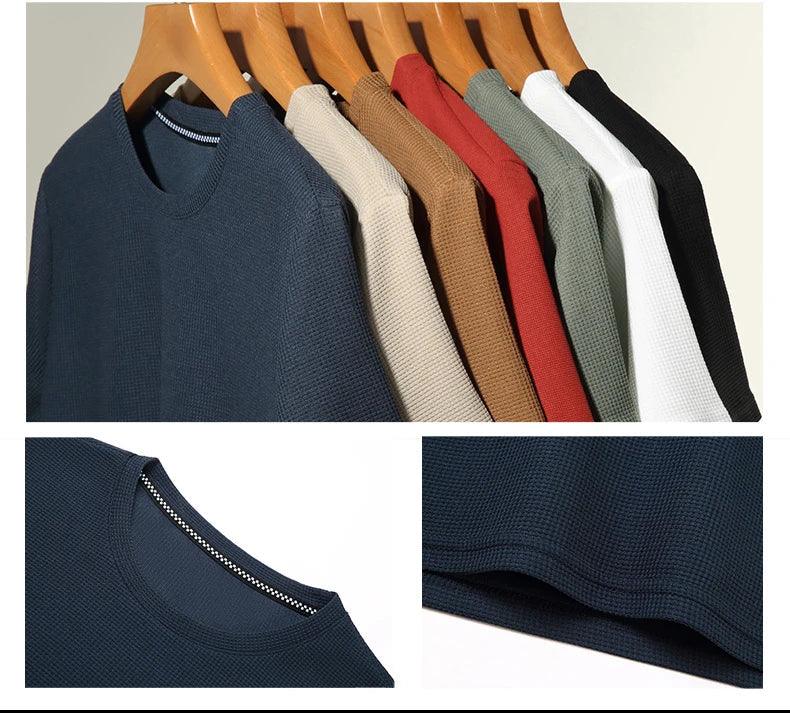 Herren T-Shirt Waffel | Rundhals Kurzarm Baumwolle | Basic Shirt Casual Sommer