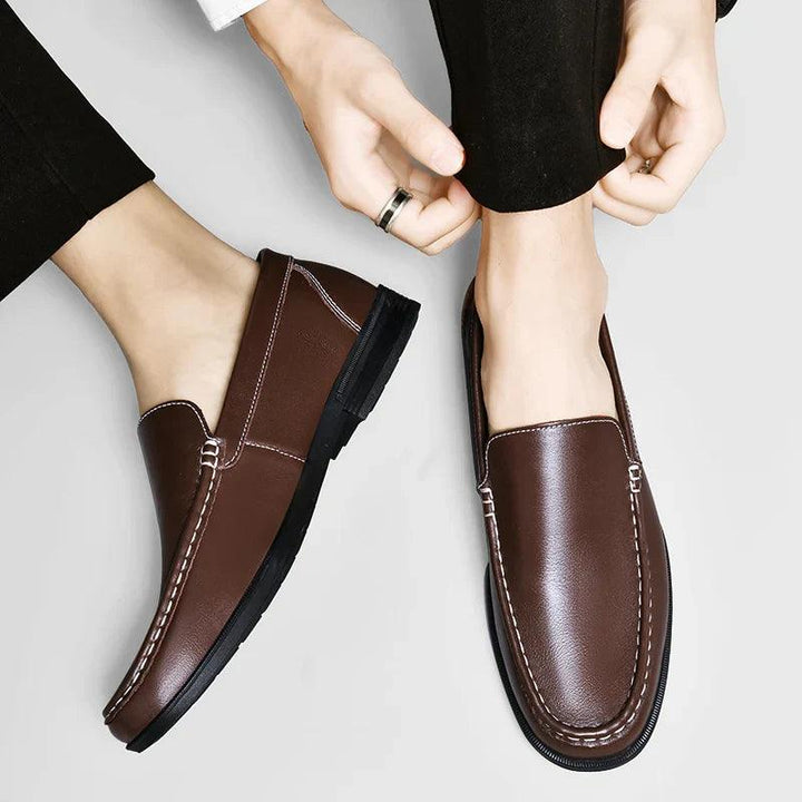 Slipper Herren Leder Mokassin | Loafer Herren Business Elegant | Herren Slipper Slip-On Komfort