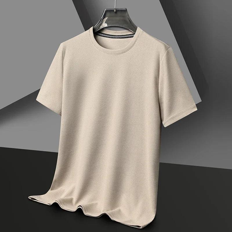 Herren T-Shirt Waffel | Rundhals Kurzarm Baumwolle | Basic Shirt Casual Sommer