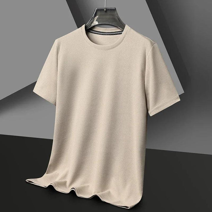 Herren T-Shirt Waffel | Rundhals Kurzarm Baumwolle | Basic Shirt Casual Sommer