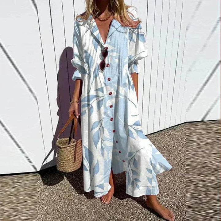 Sommerkleid Damen Blumendruck Boho | Freizeitkleid Damen Fliessend Sommer | Damen Strandkleid Leicht Bunt
