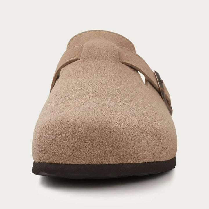 Clogs Herren Wildleder | Pantoletten mit Schnalle | Hausschuhe Herren Bequem