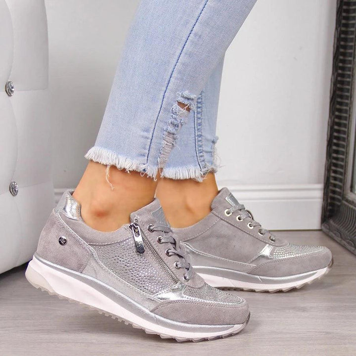 Sneaker Damen Atmungsaktiv Mesh Slipper | Damen Turnschuhe Komfort Reissverschluss | Freizeitschuhe Damen Leicht