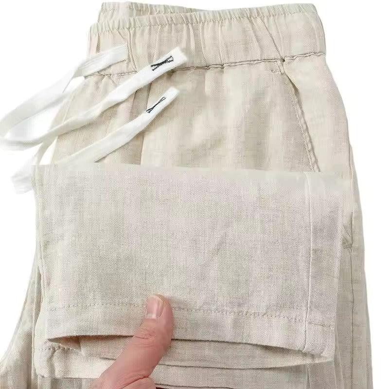 Herrenhose Sommer Elastikbund | Freizeithose Herren Leicht Gerade | Sommerhose Herren Kordelzug