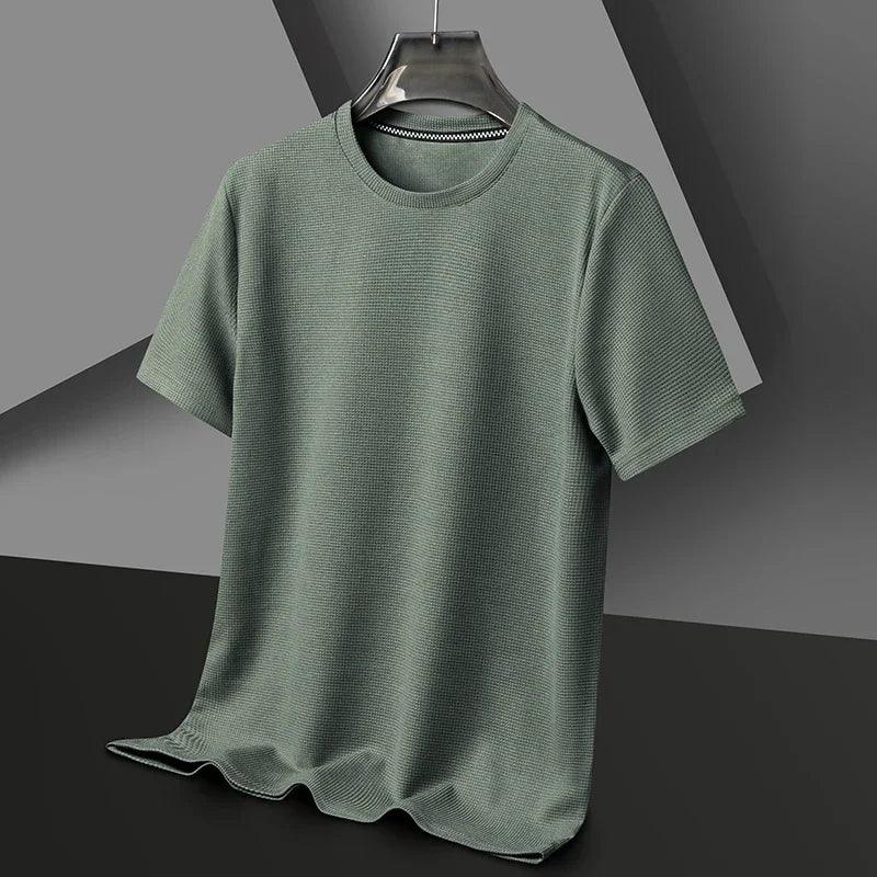 Herren T-Shirt Waffel | Rundhals Kurzarm Baumwolle | Basic Shirt Casual Sommer