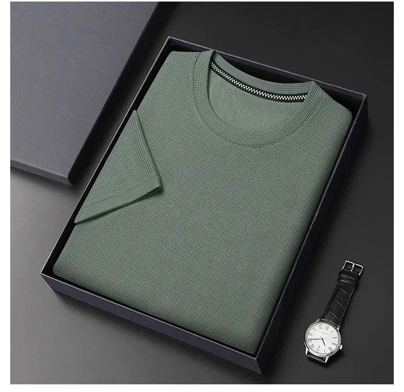 Herren T-Shirt Waffel | Rundhals Kurzarm Baumwolle | Basic Shirt Casual Sommer