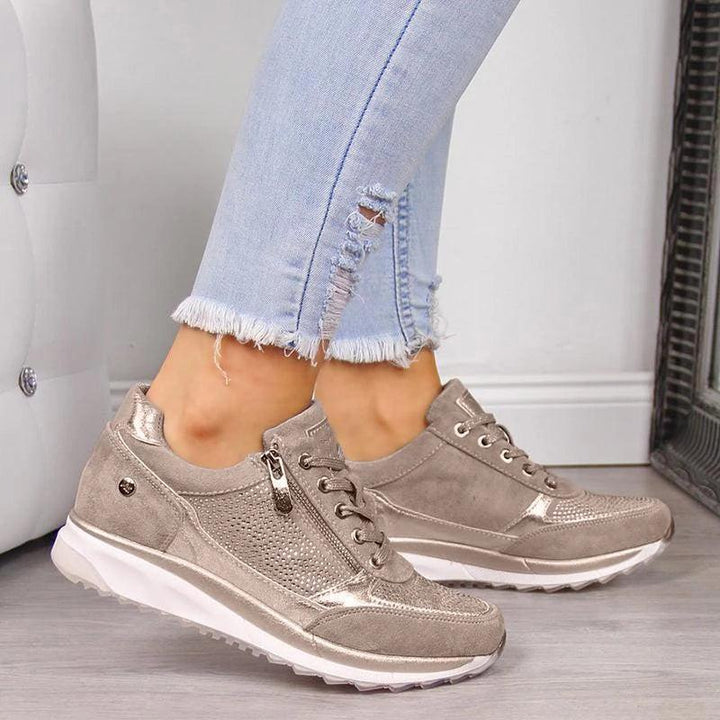 Sneaker Damen Atmungsaktiv Mesh Slipper | Damen Turnschuhe Komfort Reissverschluss | Freizeitschuhe Damen Leicht