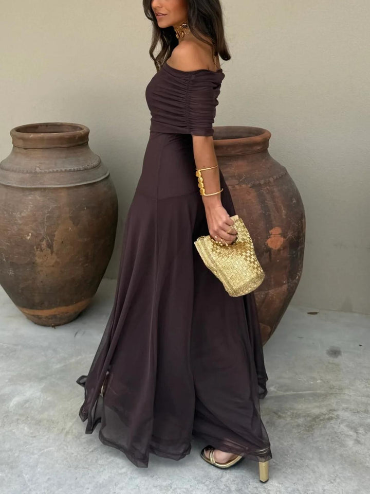 Abendkleider Hochzeit Damen Maxikleid | Maxikleid Damen Festlich Elegant Off-Shoulder | Brautjungfernkleid Chiffon Fliessend