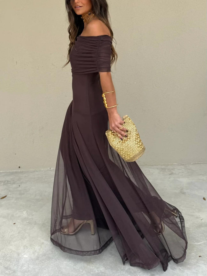 Abendkleider Hochzeit Damen Maxikleid | Maxikleid Damen Festlich Elegant Off-Shoulder | Brautjungfernkleid Chiffon Fliessend
