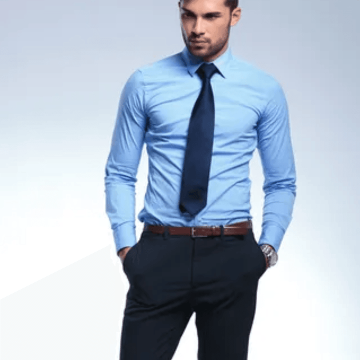Herrenhemd Slim Fit | Business Langarm Umlegekragen | Anzughemd Taillierter Schnitt Büro