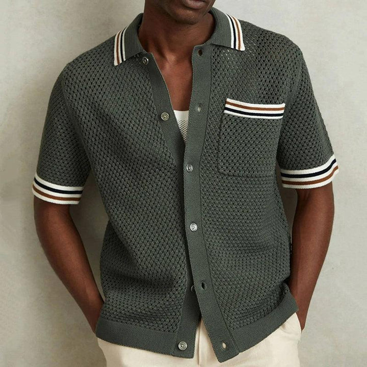 Freizeithemd Herren Sommer Atmungsaktiv | Vintage Hemd Herren Strick | Herrenshirt Durchbrochen Casual