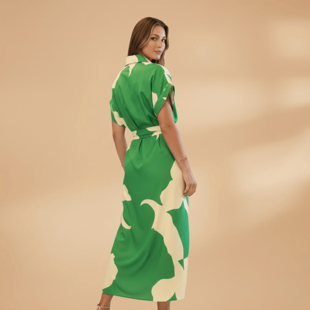 Midikleid Damen Knopfleiste | Taillenband Klassischer Kragen | Sommerkleid Büro Elegant