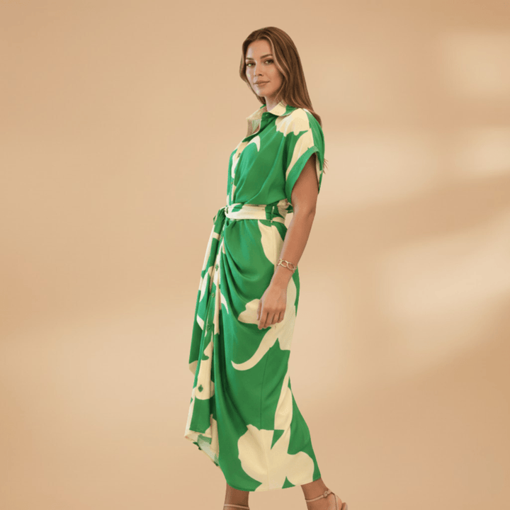 Midikleid Damen Knopfleiste | Taillenband Klassischer Kragen | Sommerkleid Büro Elegant