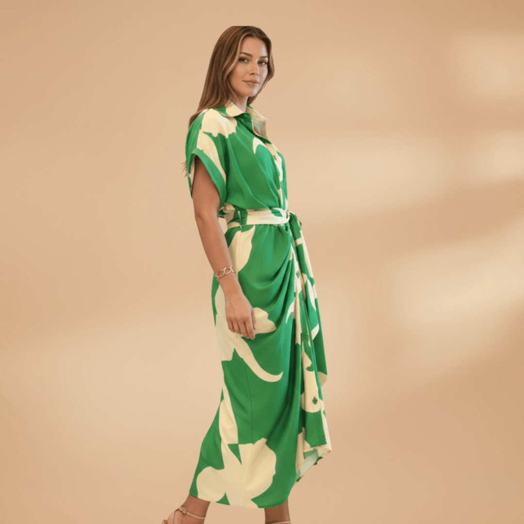 Midikleid Damen Knopfleiste | Taillenband Klassischer Kragen | Sommerkleid Büro Elegant