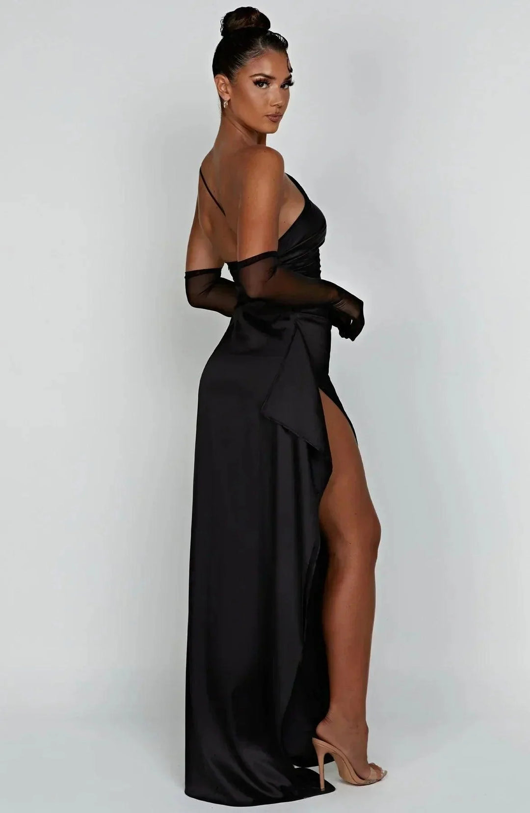 Abendkleid Damen Lang Asymmetrisch | One Shoulder Kleid Damen Schlitz | Festkleid Damen Drapiert Elegant
