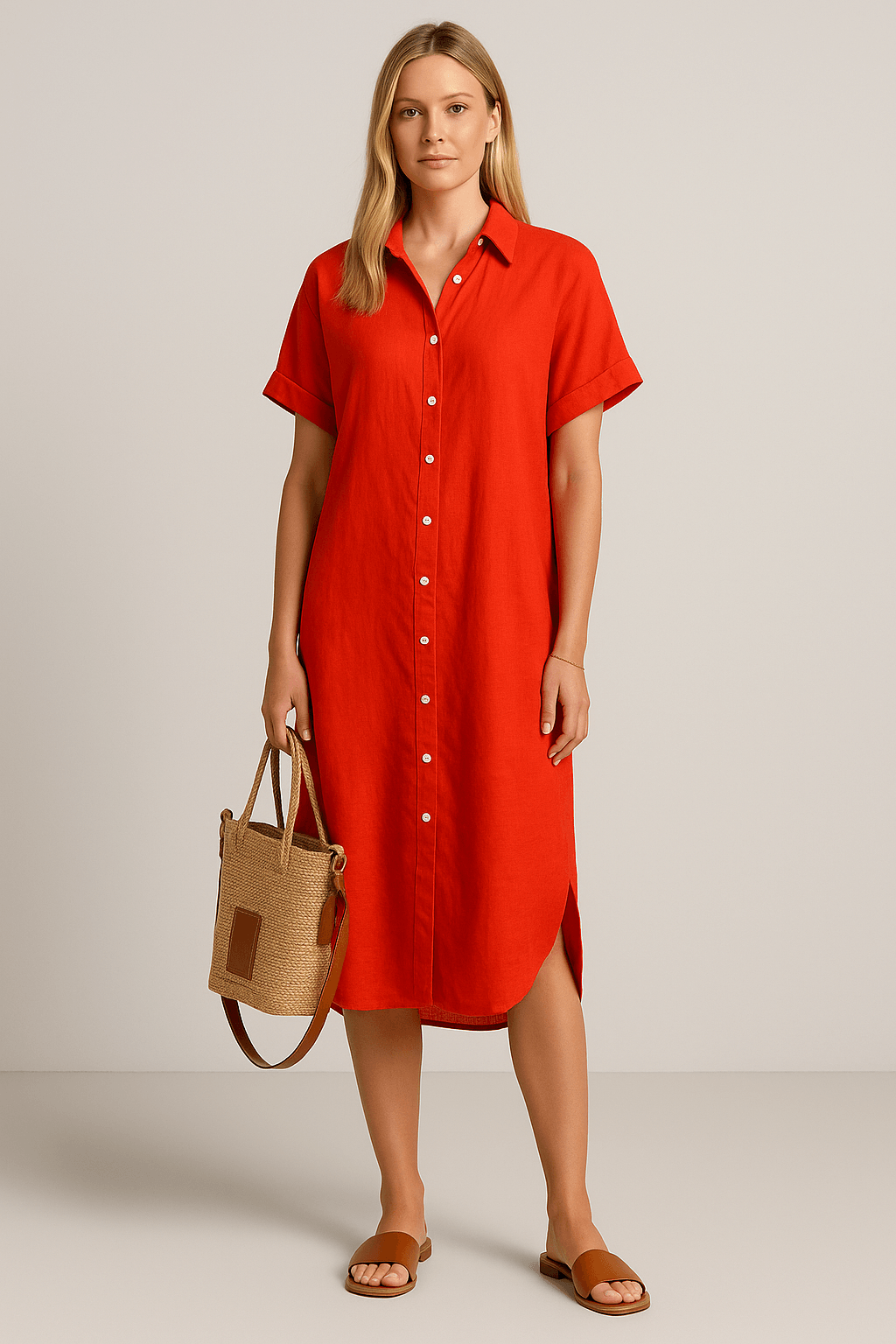 Sommerkleid Damen Maxi | Maxikleid Damen V-Ausschnitt Knopfleiste | Strandkleid Damen Locker Leicht