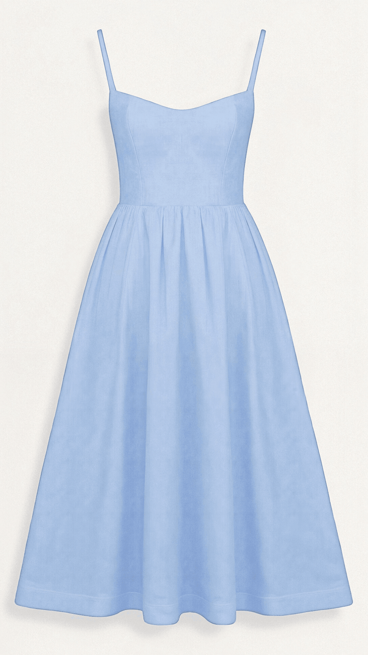 Midikleid Damen Spaghettiträger | Kleid A Linie Damen U-Boot-Ausschnitt | Hochzeitsgast Kleid Damen Gartenparty
