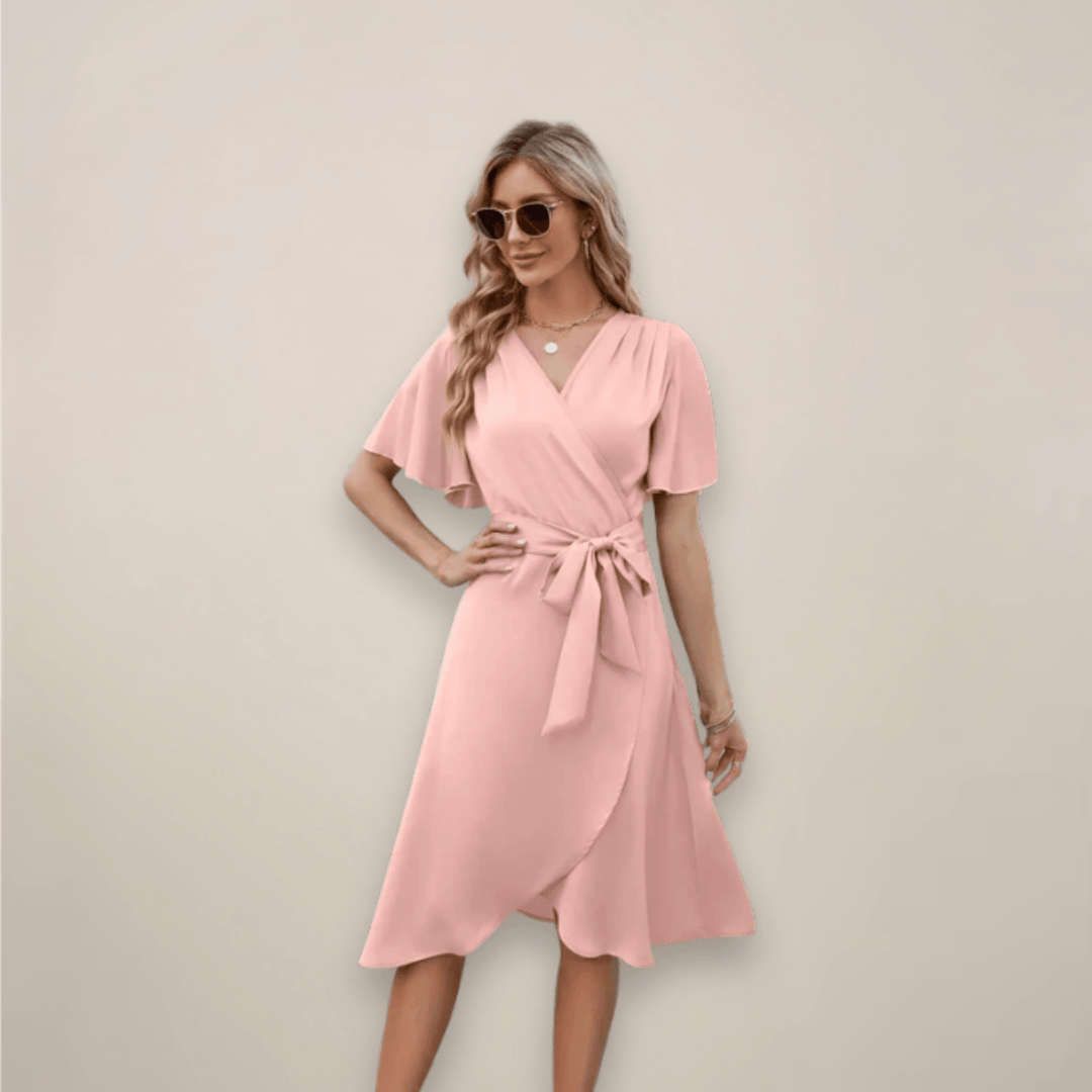 Wickelkleid Damen Midi | Midikleid Damen V-Ausschnitt Bindetaille | Sommerkleid Damen Locker Elegant