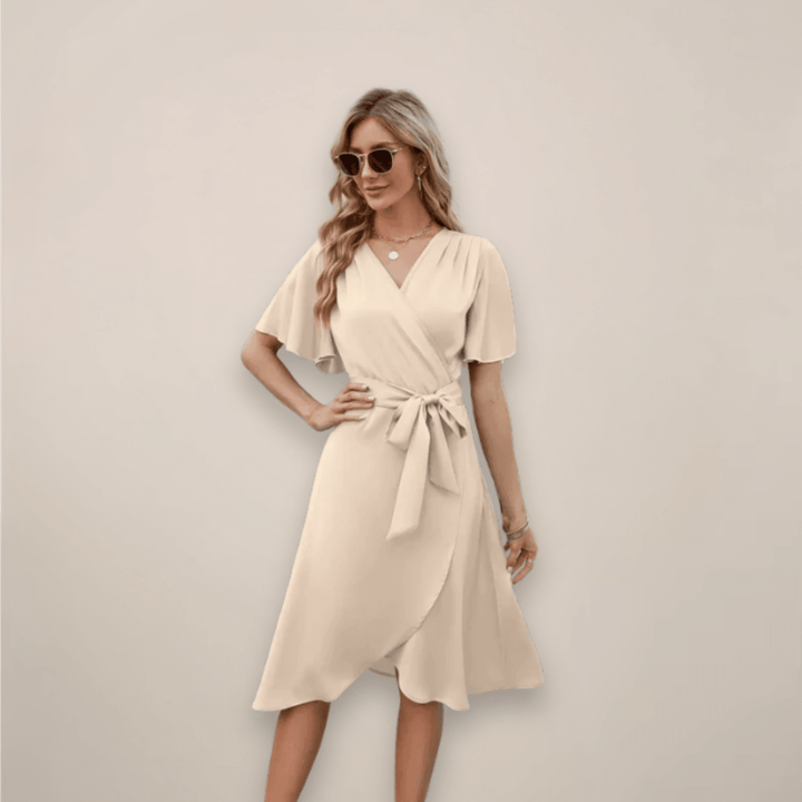 Wickelkleid Damen Midi | Midikleid Damen V-Ausschnitt Bindetaille | Sommerkleid Damen Locker Elegant