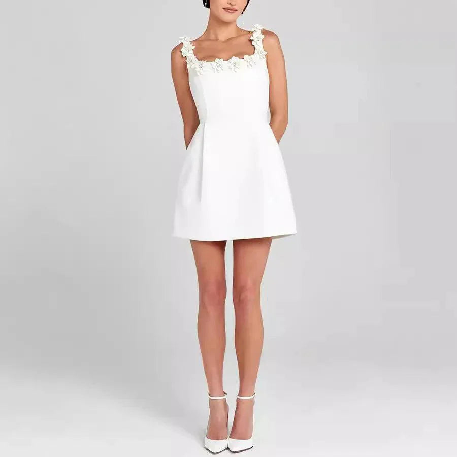 Etuikleid Damen Mini | Minikleid Damen Eckiger Ausschnitt Blumen | Sommerkleid Damen Tailliert Elegant